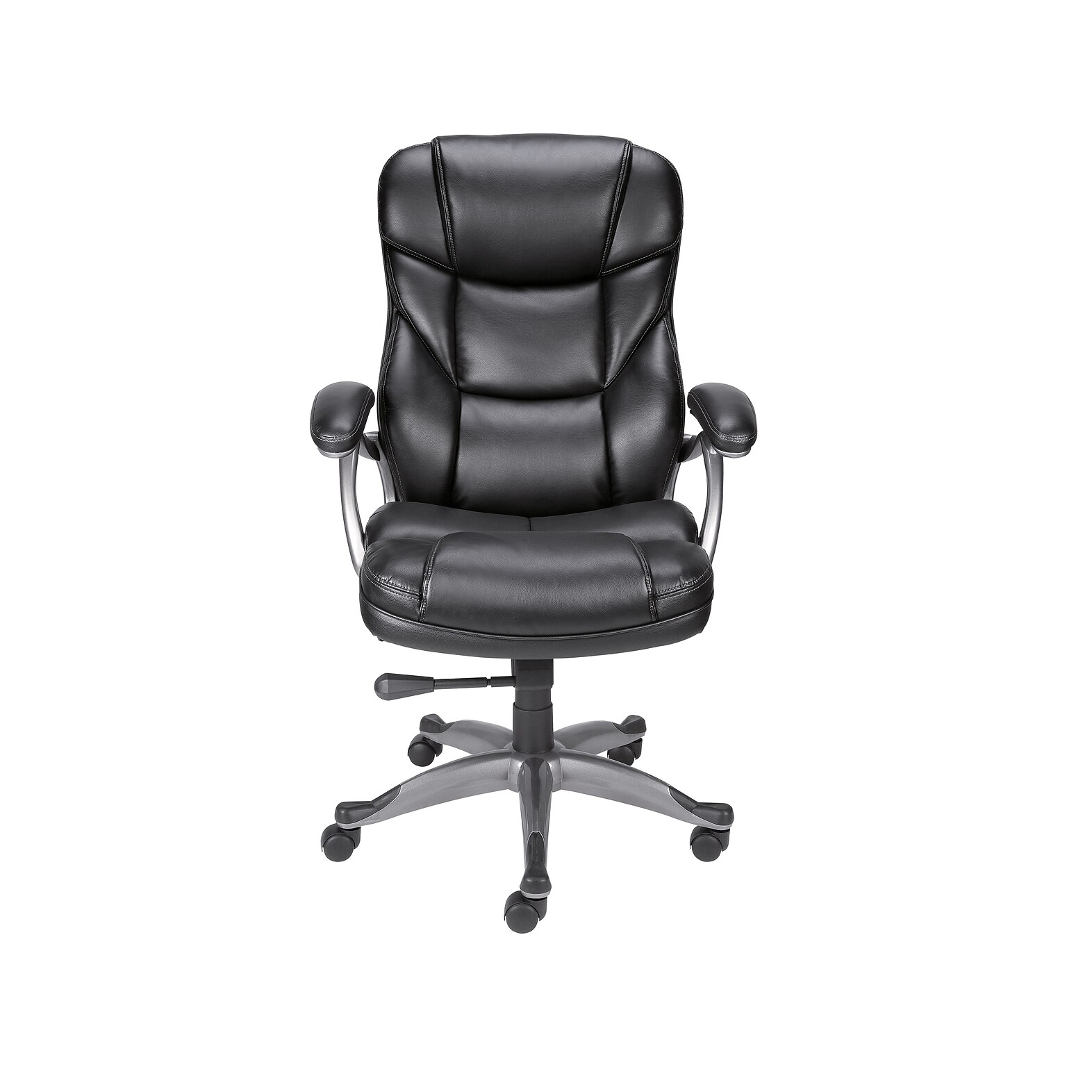 Quill Brand® Osgood High-Back Bonded Leather Manager Chair, Black (21076)