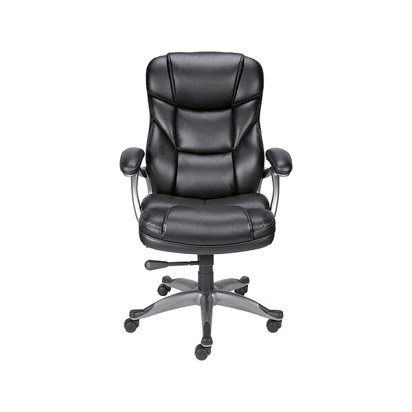 Quill Brand® Osgood High-Back Bonded Leather Manager Chair, Black (21076)