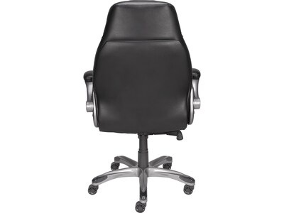 Quill Brand® Torrent Bonded Leather Manager Chair, Glossy Black (51283/20224)