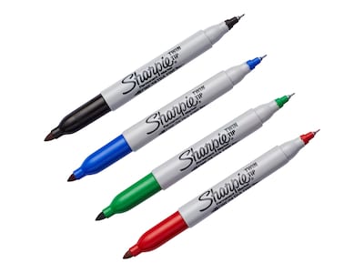 Sharpie Permanent Markers, Twin Tip, Assorted, 4/Pack (32174)