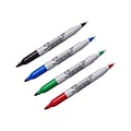 Sharpie Permanent Markers, Twin Tip, Assorted, 4/Pack (32174)