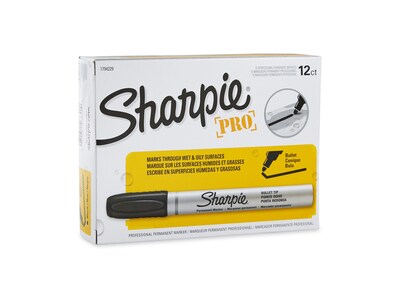 Sharpie Permanent Markers, Bullet Tip, Black, 12/Pack (1794229)
