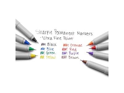 Sharpie Permanent Markers, Ultra Fine Tip, Assorted, 8/Pack (37600)