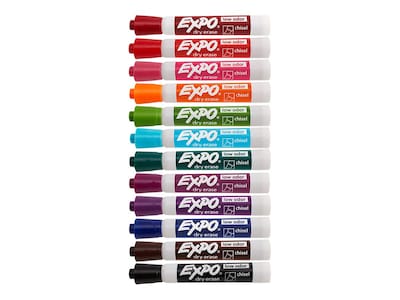 Expo Dry Erase Markers, Chisel Tip, Assorted, 12/Pack (1927525)