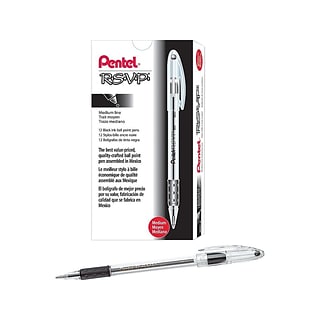 NEW 12-Pack BK90-B Pentel RSVP Ball-Point Stick Pen 0.7mm Fine Tip RED Ink 