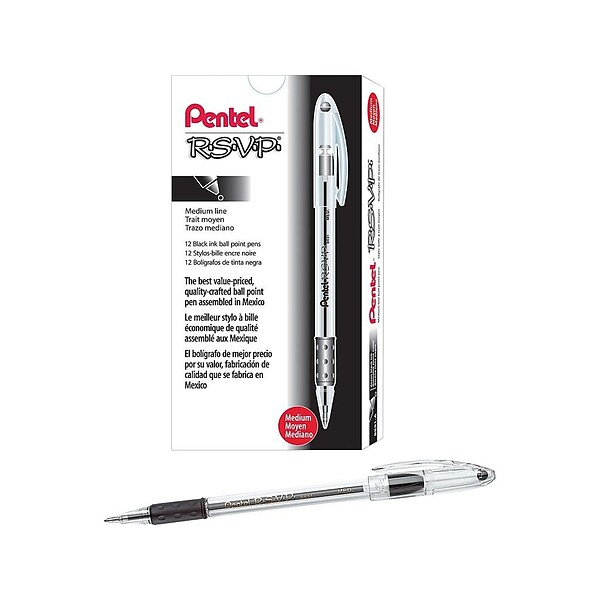 Pentel R.S.V.P. Ballpoint Pen, Fine Point, Pink, Pack of 24