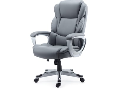 Quill Brand® Mcallum Bonded Leather Manager Chair, Gray (51474)