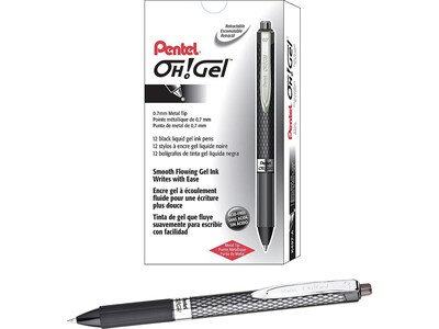 Pentel Oh! Gel Retractable Gel Pens, Medium Point, Black Ink, Dozen (K497-A)