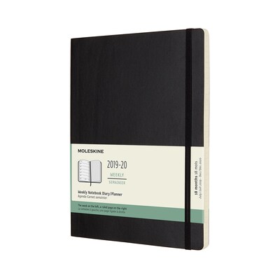 Moleskine 7.5 x 9.5 Weekly Planner, 18 Month, X- Large, Soft Cover, Black (MSK629506)