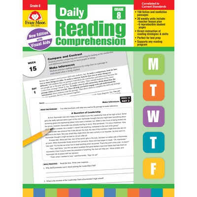 Evan-Moor Daily Reading Comprehension, Grade 8, Teachers Edition, Print (9781629384818)