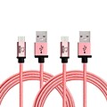 Rhino micro USB  Cable -6.6 Feet Rose Gold- Tough-Braided Extra-Strong Jacket - Sync/Charge,  5000+ Bend Lifespan  - 2PK