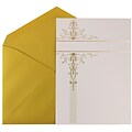JAM Paper® Wedding Invitation Set, Large, 5 1/2 x 7 3/4, Ecru Gold Floral Design Cards with Gold Envelopes, 50/pack