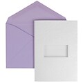 JAM Paper® Wedding Invitation Set, Large, 5 1/2 x 7 3/4, White Floral Embossed Window Cards with Lilac Envelopes, 50/pack