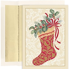 JAM Paper® Christmas Card Set, Elegant Stocking Holiday Cards, 16/pack
