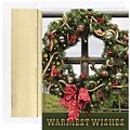 JAM Paper® Christmas Card Set, Western Wreath Holiday Cards, 18/pack