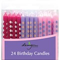 JAM Paper® Birthday Candle Sticks, 2 3/8 x 1/4, Violet, Fuchsia Pink & Baby Pink with Polka Dots, 24/Pack (52645603456)