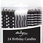 JAM Paper® Birthday Candle Sticks, 2 3/8 x 3/4, Black & White Polka Dots & Stripes, 24/Pack (56245603624)