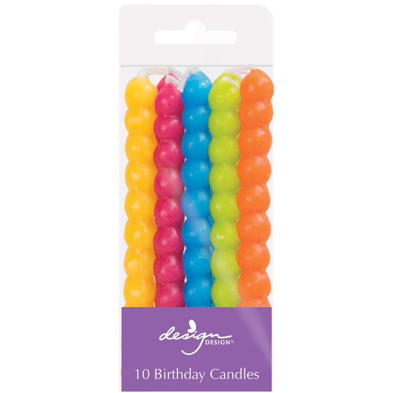 JAM Paper® Birthday Candle Sticks, 3 1/2 x 3/8, Bubble Style, Yellow, Fuchsia Pink, Blue, Green & Orange, 10/Pack (52675607350)