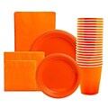 JAM Paper® Party Supply Assortment, Orange, Plates (2 Sizes), Napkins (2 Sizes), Cups & Tablecloth, 6 Items/Set (255PPORG)