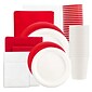 JAM Paper® Party Supply Assortment, Red & White, Plates (2 Sizes), Napkins (2 Sizes), Cups & Tablecloths, 12/Set (225PP2rw)