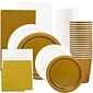 JAM Paper® Party Supply Assortment, White & Gold, Plates (2 Sizes), Napkins (2 Sizes), Cups & Tablecloths, 12/Set (225PP2wgl)