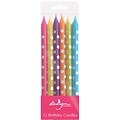 JAM Paper® Birthday Candle Sticks, 4 x 1/4, Bright Colors with Polka Dots Assortment, 12/Pack (52675607305)