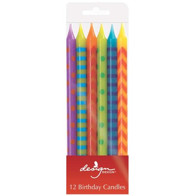 JAM Paper® Birthday Candle Sticks, 4 x 1/4, Multi-Color Assortment, 12/Pack (52675607284)