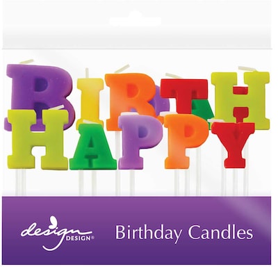 JAM Paper® Specialty Birthday Candles, 2 3/4 x 3/4, Happy Birthday, 13/Pack (52675706488)