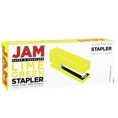 JAM PaperOffice & Desk Sets, (1) Stapler (1) Pack of Staples, 20 Sheet Capacity, Green (3375GRGR)