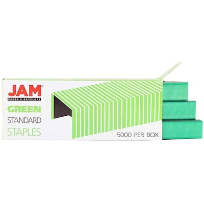 JAM PaperOffice & Desk Sets, (1) Stapler (1) Pack of Staples, 20 Sheet Capacity, Green (3375GRGR)