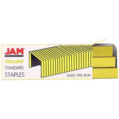 JAM PaperOffice & Desk Sets, (1) Tape Dispenser (1) Stapler (1) Pack of Staples,  20 Sheet Capacity, Yellow (33758YW)