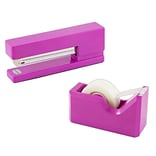 JAM Paper® Office & Desk Sets, (1) Stapler (1) Tape Dispenser, Fuchsia, 2/pack