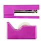 JAM Paper® Office & Desk Sets, (1) Stapler (1) Tape Dispenser, Fuchsia, 2/pack