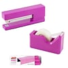 JAM Paper® Office & Desk Sets, (1) Stapler (1) Pack of Staples (1) Tape Dispenser, Fuchsia, 2/pack