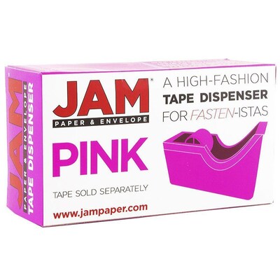 JAM PaperOffice & Desk Sets, (1) Stapler (1) Pack of Staples (1) Tape Dispenser, 20 Sheet Capacity, Fuchsia (33758PI)