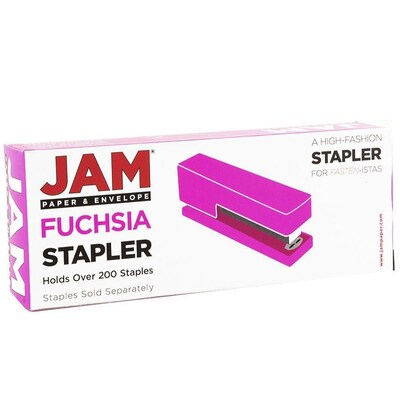 JAM PaperOffice & Desk Sets, (1) Stapler (1) Pack of Staples (1) Tape Dispenser, 20 Sheet Capacity, Fuchsia (33758PI)