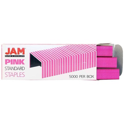 JAM PaperOffice & Desk Sets, (1) Stapler (1) Pack of Staples (1) Tape Dispenser, 20 Sheet Capacity, Fuchsia (33758PI)
