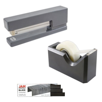 JAM PaperOffice & Desk Sets, (1) Tape Dispenser (1) Stapler (1) Pack of Staples, 20 Sheet Capacity,