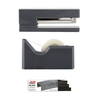 JAM PaperOffice & Desk Sets, (1) Tape Dispenser (1) Stapler (1) Pack of Staples, 20 Sheet Capacity,