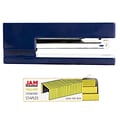 JAM PaperOffice & Desk Sets, (1) Stapler (1) Pack of Staples, 20 Sheet Capacity, Navy and Yellow (33