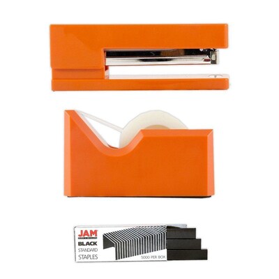 JAM PaperOffice & Desk Sets, (1) Tape Dispenser (1) Stapler (1) Pack of Staples, 20 Sheet Capacity,