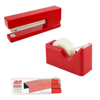 JAM PaperOffice & Desk Sets, (1) Tape Dispenser (1) Stapler (1) Pack of Staples, 20 Sheet Capacity,