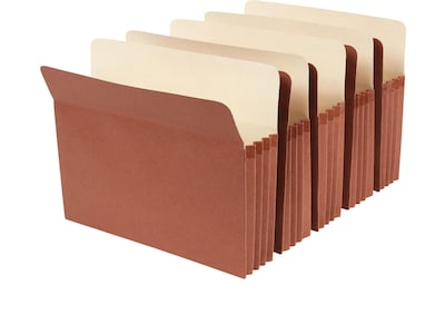 Globe-Weis Red Rope Expanding File Pockets, 3 1/2 Expansion, Letter, 5/Pk