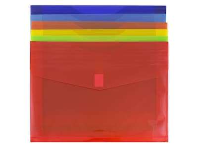 JAM Paper Plastic Envelopes with Hook & Loop Closure, 2 Expansion, Letter Size, Assorted Colors, 6/