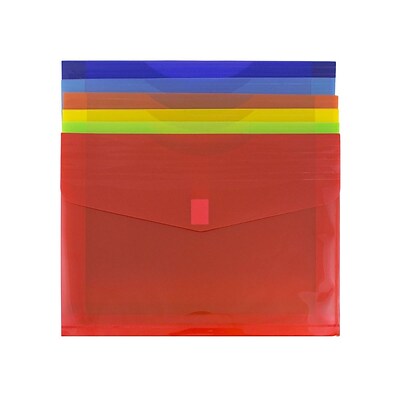JAM Paper Plastic Envelopes with Hook & Loop Closure, 2 Expansion, Letter Size, Assorted Colors, 6/Pack (218V2OLIPRYS)