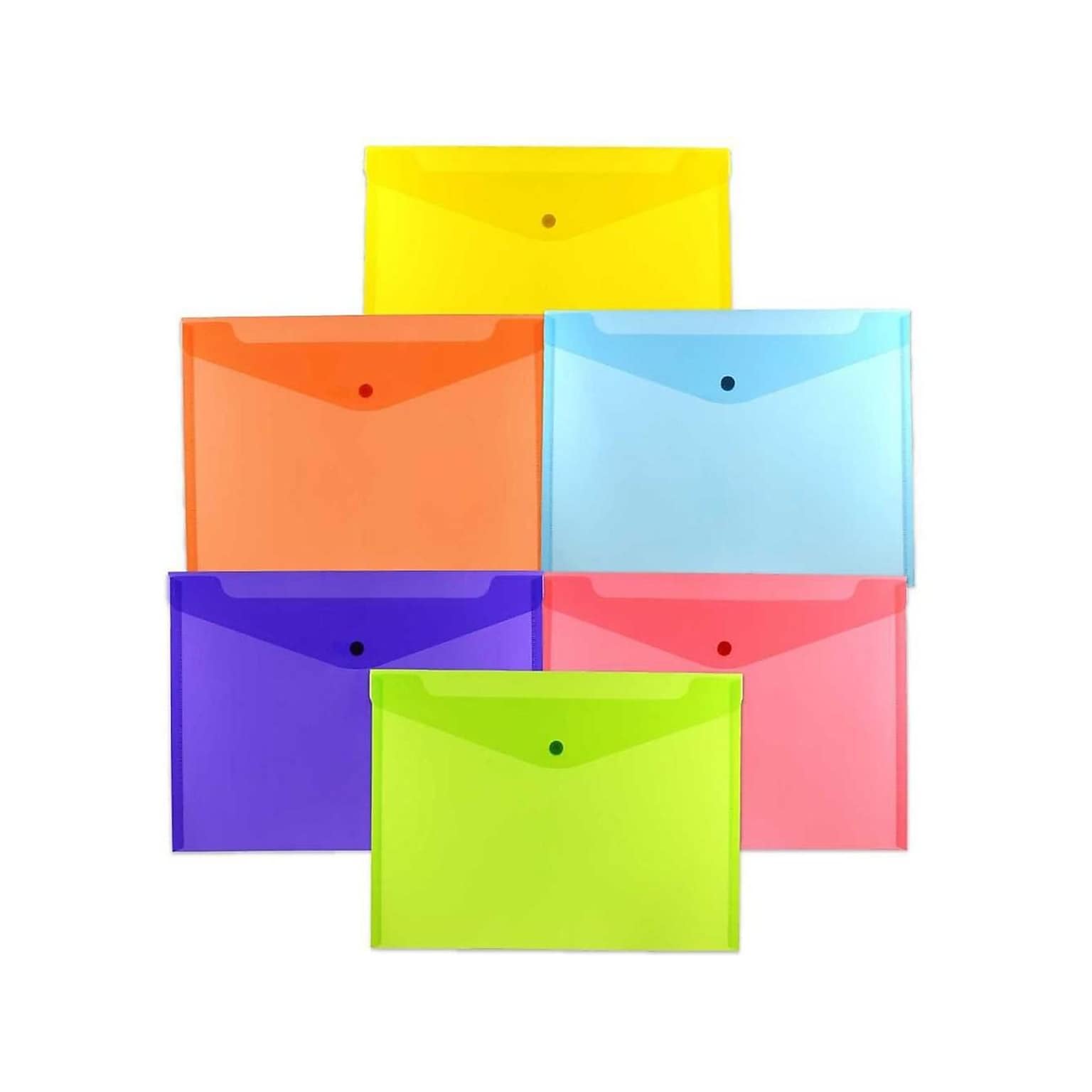 JAM Paper Poly Wallets, Letter Size, Assorted Colors, 6/Pack (218S0RGBYPCL)