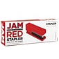 JAM PaperOffice & Desk Sets, (1) Tape Dispenser (1) Stapler (1) Pack of Staples, 20 Sheet Capacity, Red (33758RE)