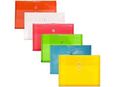 JAM Paper Poly Envelopes with Button & String Tie Closure , 1" Expansion, Legal Size, Assorted Colors, 6/Pack (219B1RLIGBYORCL)