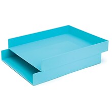 Poppin Front Loading Letter Trays, Aqua, 2/Pack (100220)