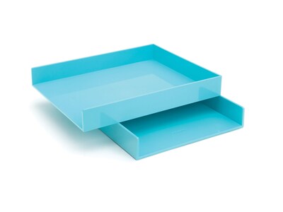 Poppin Front Loading Letter Trays, Aqua, 2/Pack (100220)